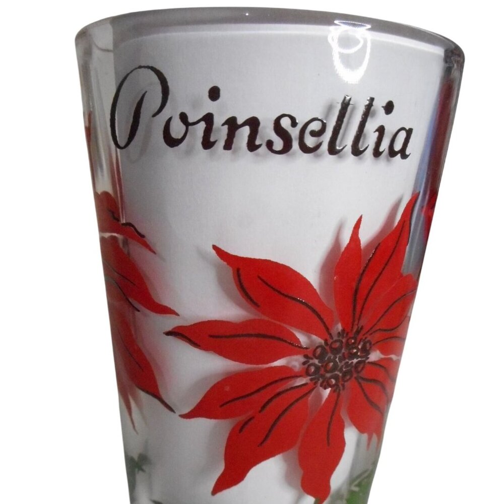 MCM Peanut Butter Juice Glass Tumbler Red / Black Poinsettia Estate find 5" #1